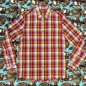 H&M Plaid Button Dress Shirt. Purple, Black, Yellow, Pink  Medium Slim Fit